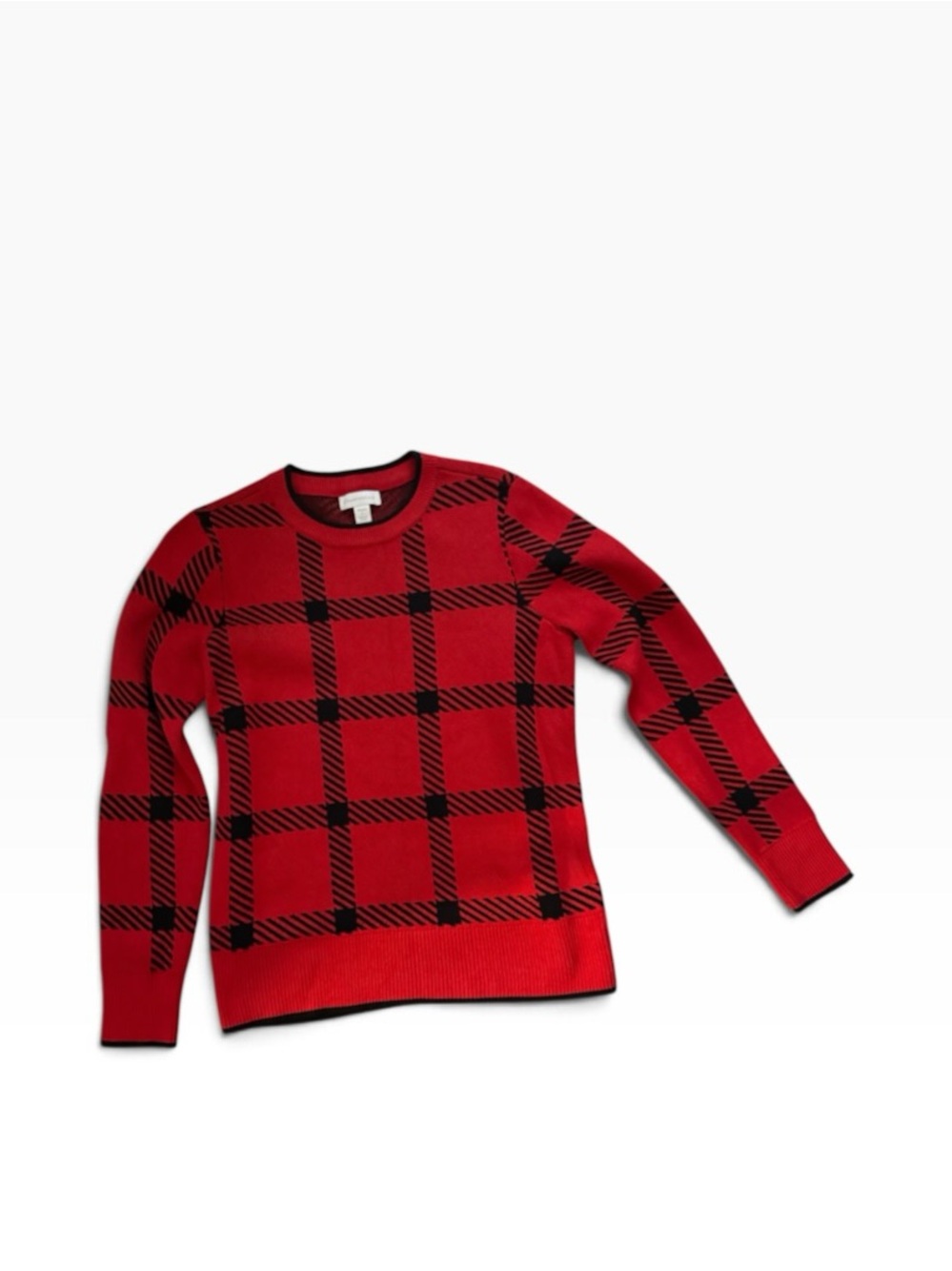 Charter Club Red and Black Plaid Crewneck Sweater